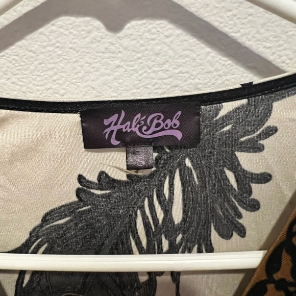 Hale Bob silk wrap dress feather pattern Small - Picture 3 of 8